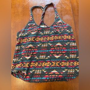 Obey tribal print tank brown embellished racer back size M